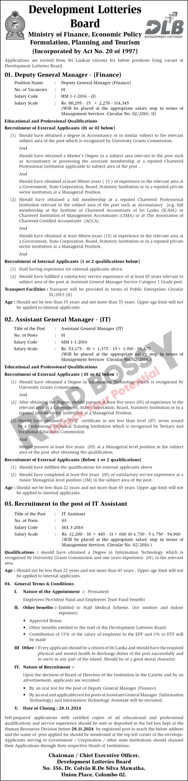 Development Lotteries Board Job Ad