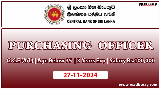 CBSL Job Vacancies 2024 - Purchasing Officer