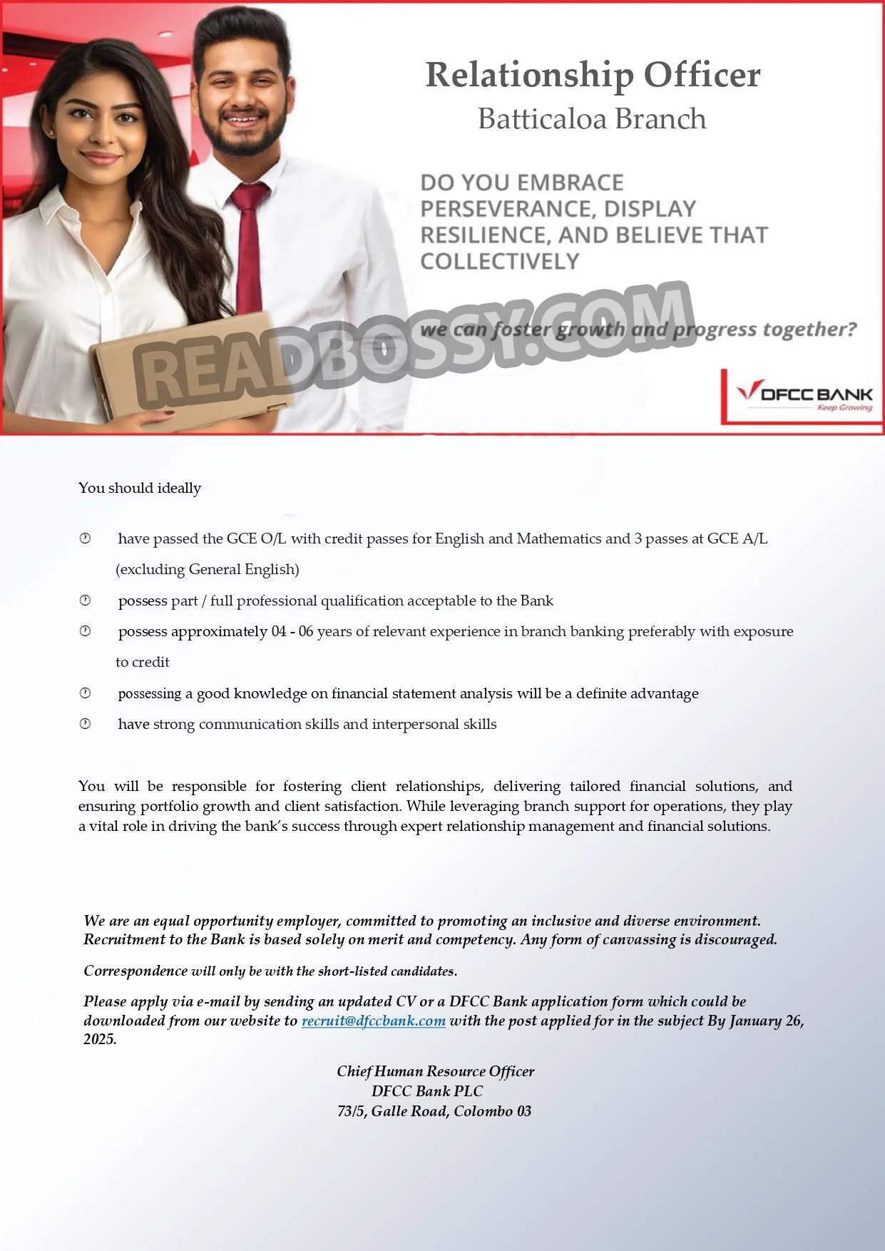 DFCC Bank Job Ads