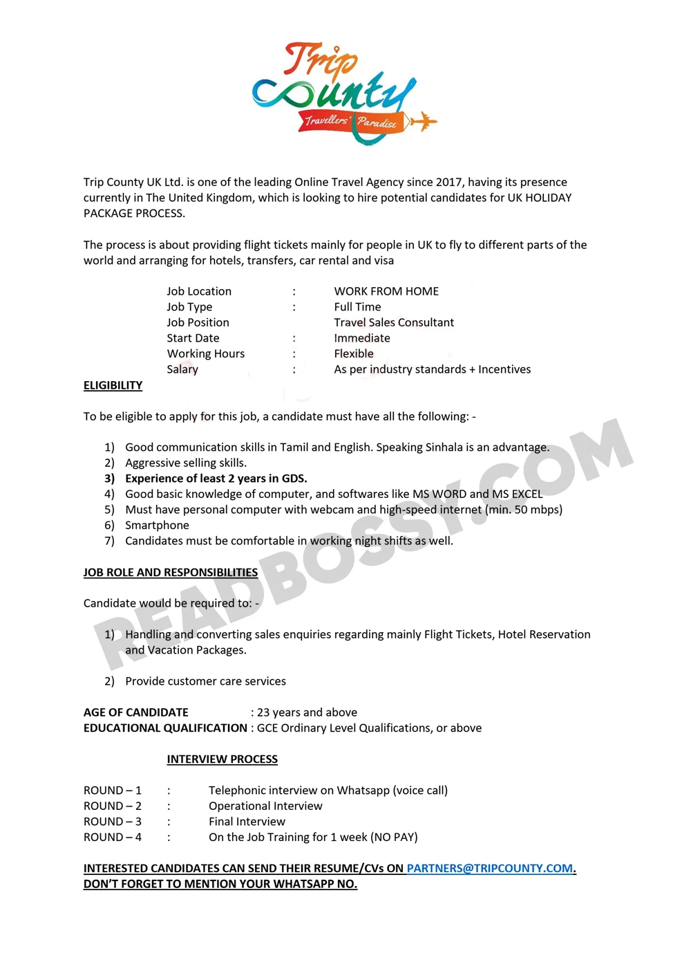 Trip Country Job Vacancies advertisements