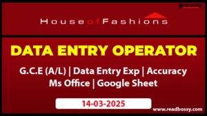 Data Entry Jobs Sri Lanka at House of Fashions Colombo